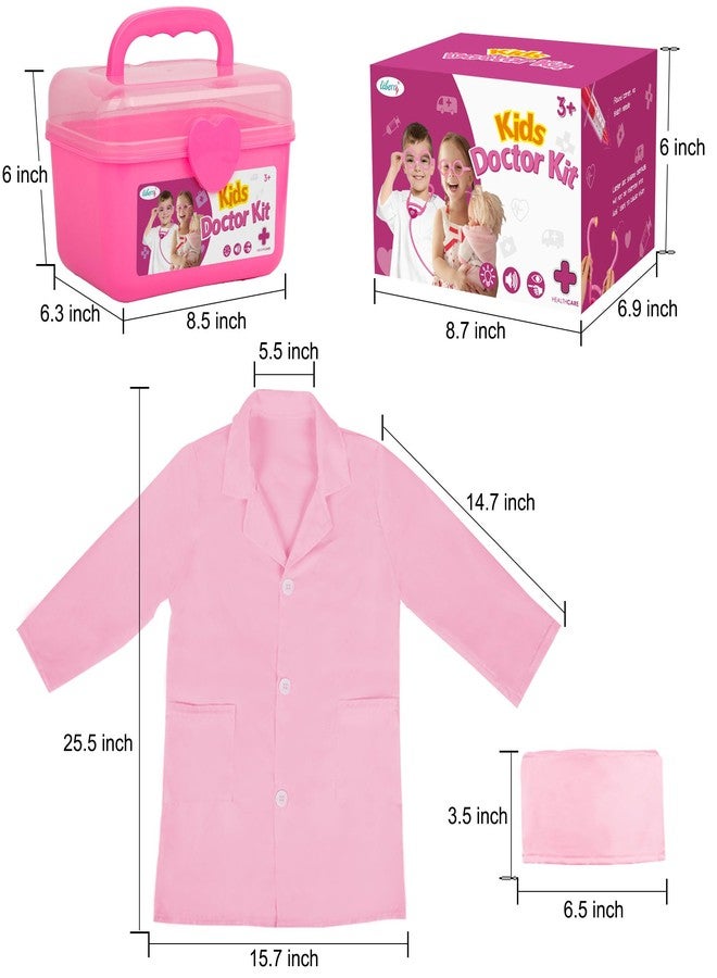 Liberry Doctor Kit for Toddlers 3 4 5 Years Old, Kids Doctor Play Set for Girls Boys Toy, Pretend Play Medical Kit with Stethoscope & Costume for Christmas Birthday Gift Pink - Image 5